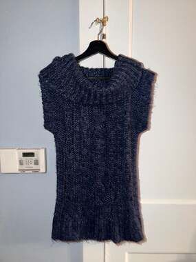 Mudd Blue Cap Sleeve Cowl Neck Chunky Knit Sweater Tunic